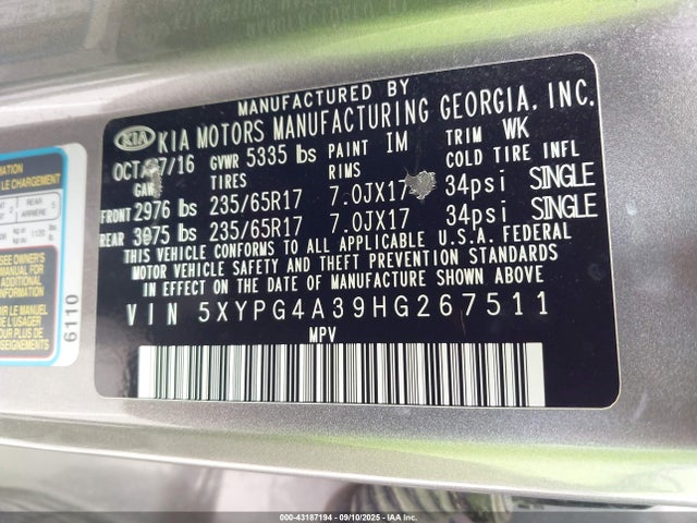 5XYPG4A39HG267511 KIA 2017