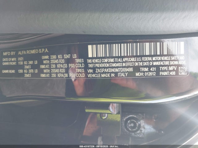2021 ALFA ROMEO STELVIO ZASPAKBN0M7D09486 Photo 8