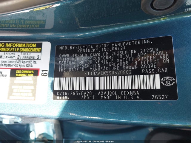 Toyota a25a-fxs 2025 4T1DAACK5SU520882 Image 9