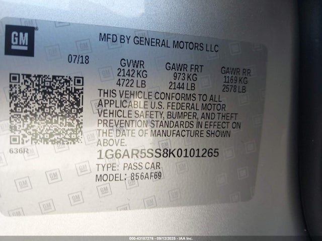 2019 CADILLAC CTS 1G6AR5SS8K0101265 Photo 8