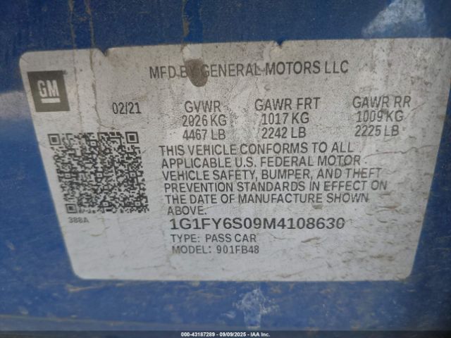 2021 CHEVROLET BOLT EV 1G1FY6S09M4108630 Photo 8