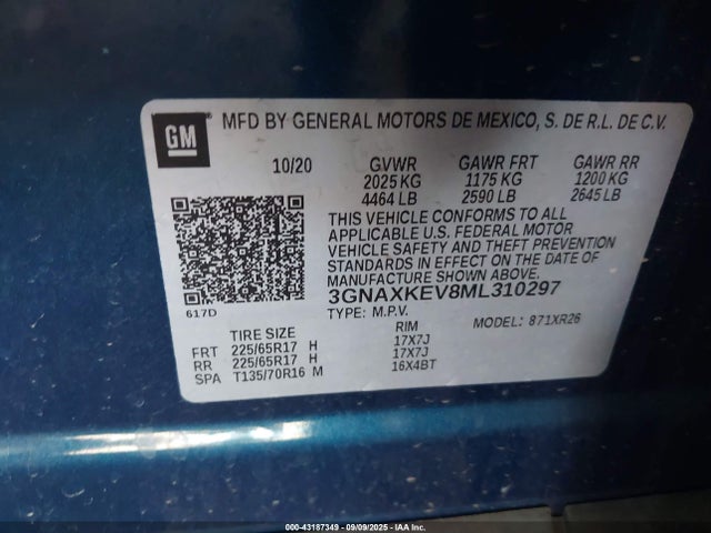 Chevrolet lyx 2021 3GNAXKEV8ML310297 Image 9