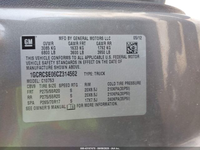 2012 CHEVROLET SILVERADO 1500 1GCRCSE06CZ314562 Photo 8