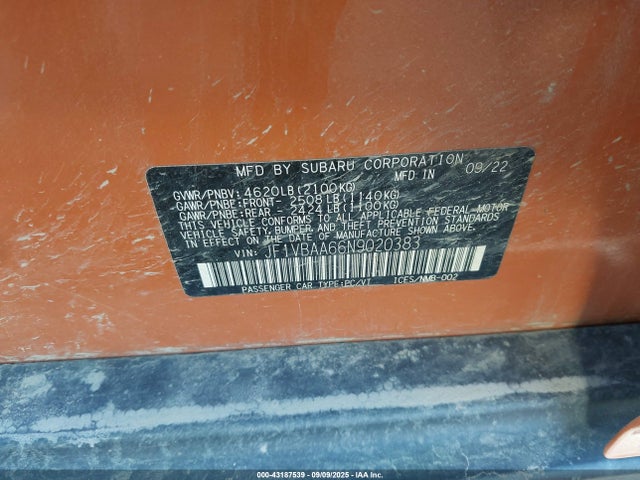 Subaru dib 2022 JF1VBAA66N9020383 Image 9