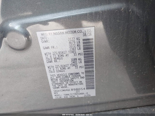 5N1AT2MV4GC898054 Nissan Rogue
