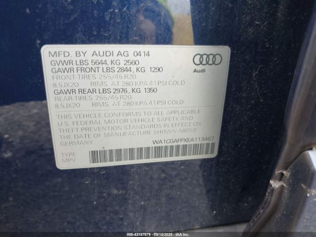 2014 AUDI SQ5 WA1CGAFPXEA113467 Photo 8