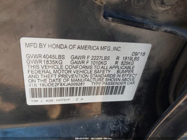 2018 ACURA ILX 19UDE2F8XJA009281 Photo 8