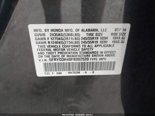 2015 ACURA MDX 5FRYD3H40FB002520 Photo 8