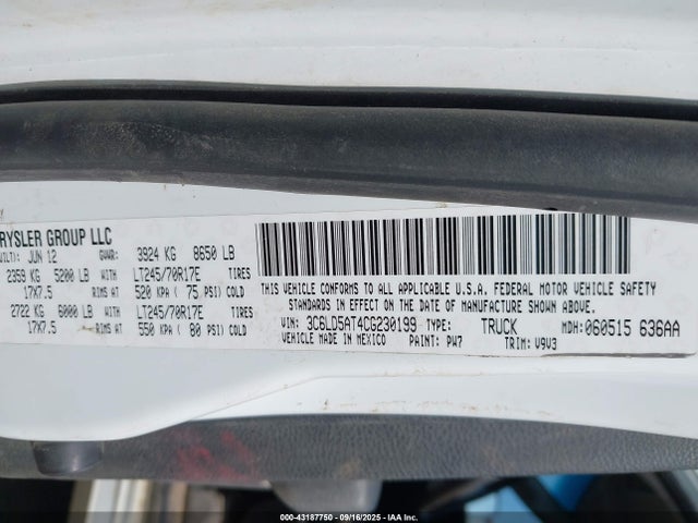 2012 Ram 2500 St მანქანა იყიდება აუქციონზე, vin: 3C6LD5AT4CG230199, აუქციონის ნომერი: 43187750