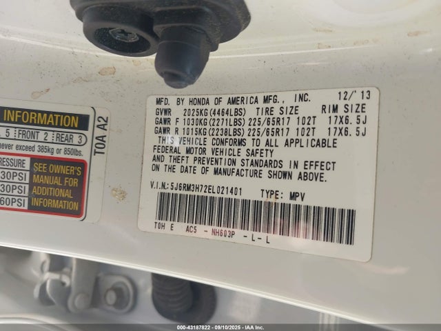Honda k24z7 2014 5J6RM3H72EL021401 Image 9