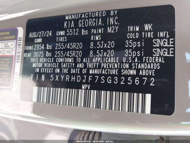 2025 KIA SORENTO 5XYRHDJF7SG325672 Photo 8