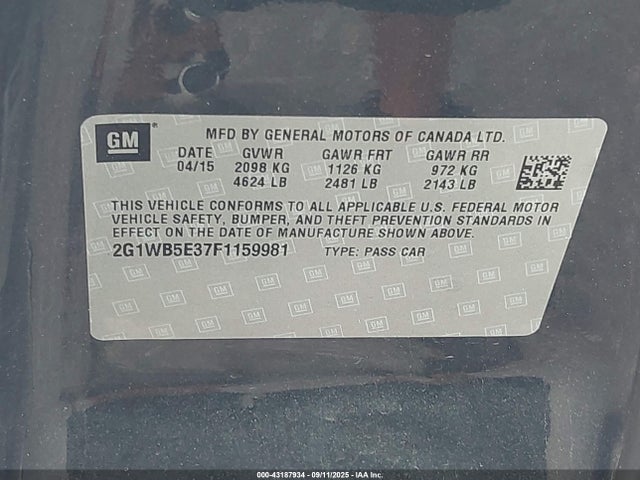 2G1WB5E37F1159981 Chevrolet lfx