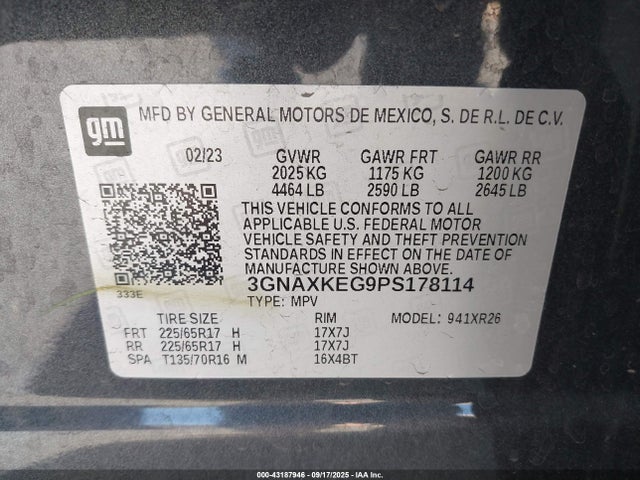 Chevrolet lsd 2023 3GNAXKEG9PS178114 Image 9