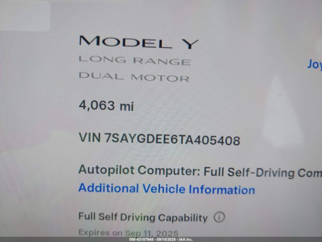 2026 TESLA MODEL Y 7SAYGDEE6TA405408 Photo 6