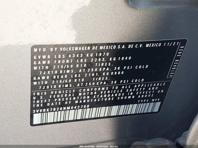 3VVRX7B26NM042768 Volkswagen tsi