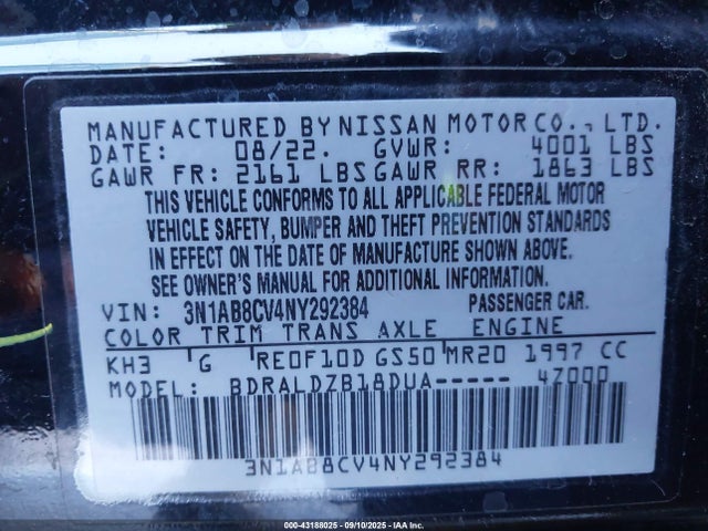 Nissan 2022 2022 3N1AB8CV4NY292384 Image 9