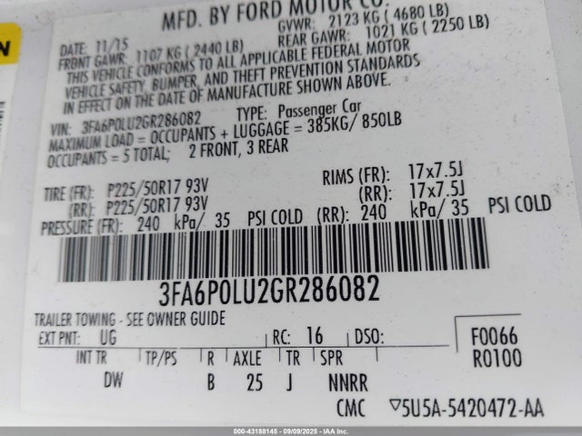 Ford 2016 2016 3FA6P0LU2GR286082 Image 9