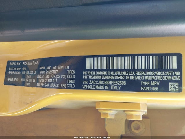 Jeep Renegade 2017 ZACCJBCB6HPE52608 Image 9