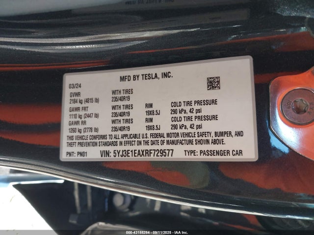 2024 TESLA MODEL 3 5YJ3E1EAXRF729577 Photo 8