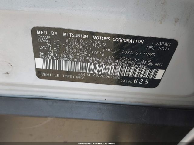 2022 MITSUBISHI OUTLANDER JA4J4TA82NZ061880 Photo 8
