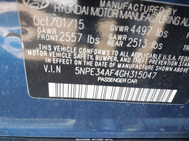 2016 HYUNDAI SONATA 5NPE34AF4GH315047 Photo 8