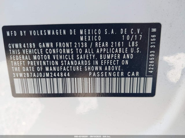 3VW2B7AJ0JM244844 Volkswagen Jetta 1.4t S