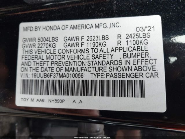 2021 ACURA TLX 19UUB6F37MA010056 Photo 8