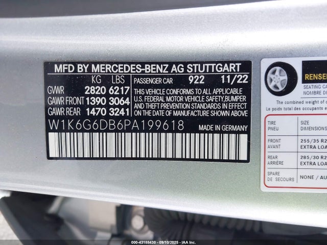 W1K6G6DB6PA199618 Mercedes-Benz S 500 4matic