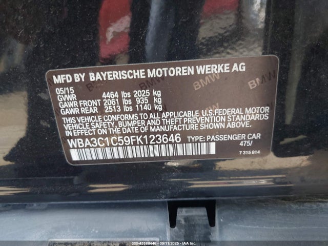 BMW 2015 2015 WBA3C1C59FK123646 Image 9