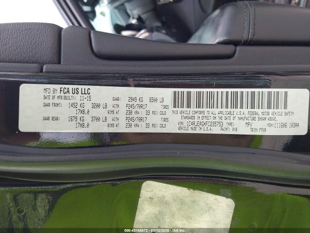 Продажа на аукционе авто 2015 Jeep Grand Cherokee Laredo, vin: 1C4RJEAGXFC235753, номер лота: 43188472
