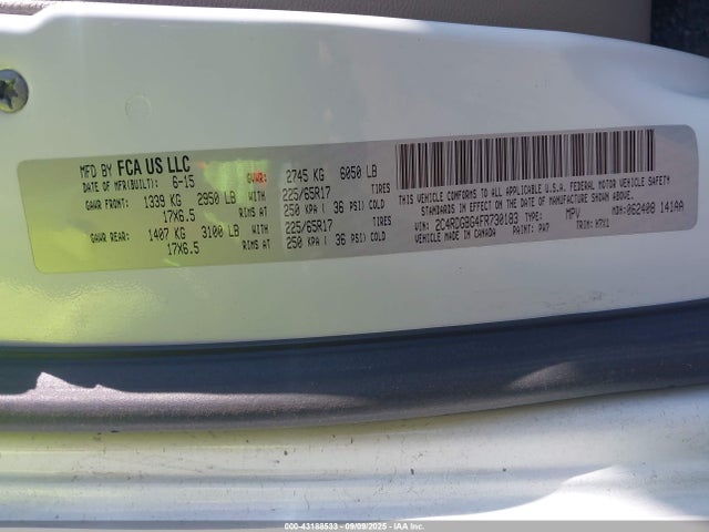 Dodge Grand Caravan 2015 2C4RDGBG4FR730183 Image 9