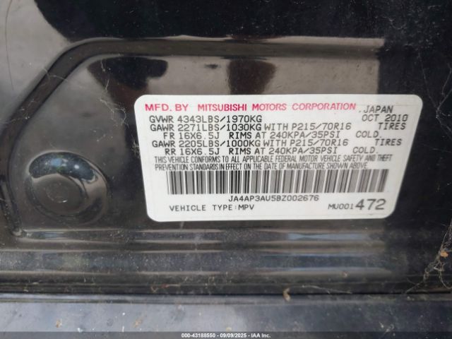 2011 MITSUBISHI OUTLANDER SPORT JA4AP3AU5BZ002676 Photo 8