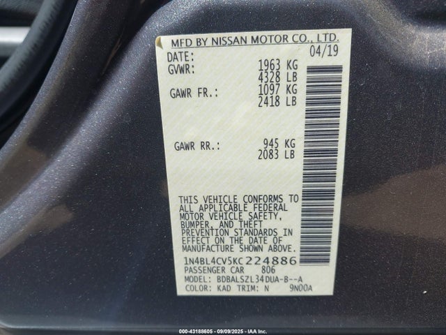1N4BL4CV5KC224886 Nissan Altima