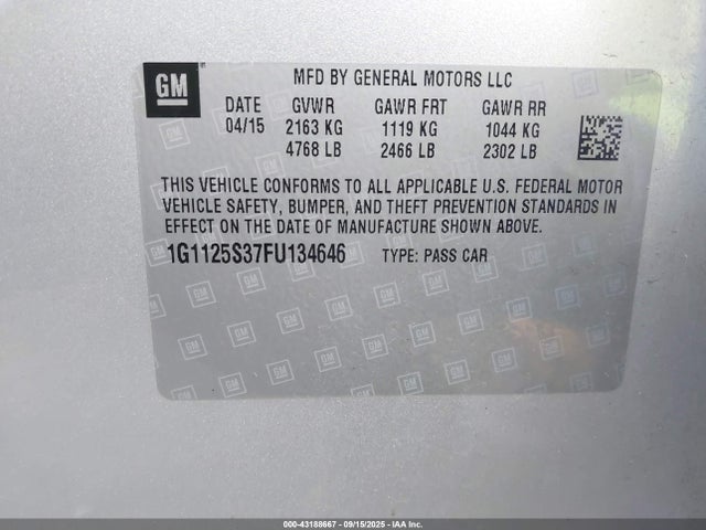 1G1125S37FU134646 Chevrolet lfx