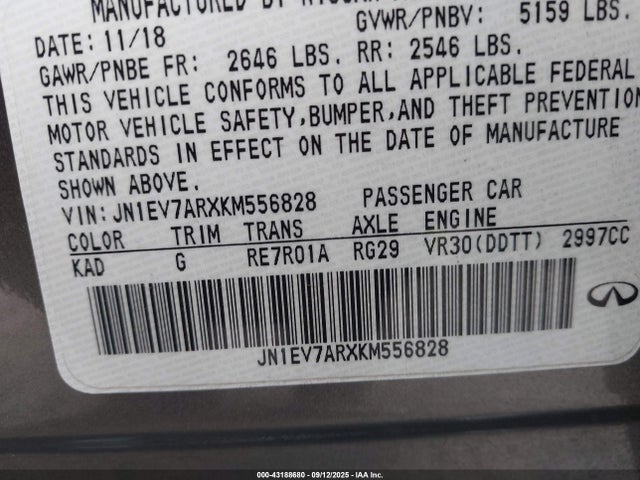 JN1EV7ARXKM556828 Infiniti Q50