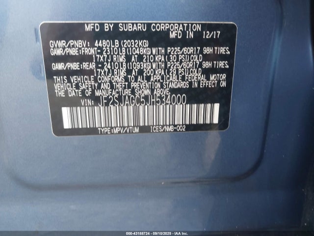JF2SJAGC5JH534000 Subaru naturally aspirated u5