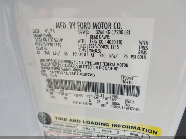 Ford F-150 2014 1FTFW1ET5EFA65786 Image 9