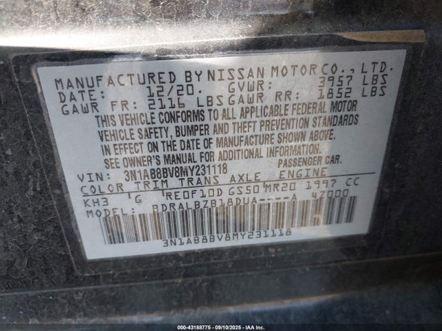 3N1AB8BV8MY231118 Nissan 2021