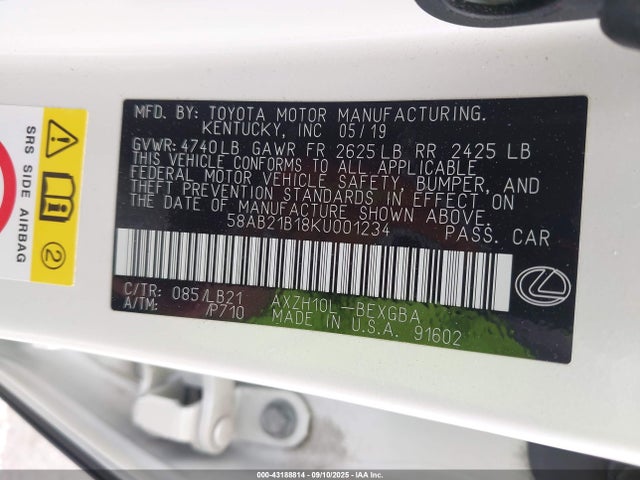 58AB21B18KU001234 Lexus a25a-fxs, 3nm