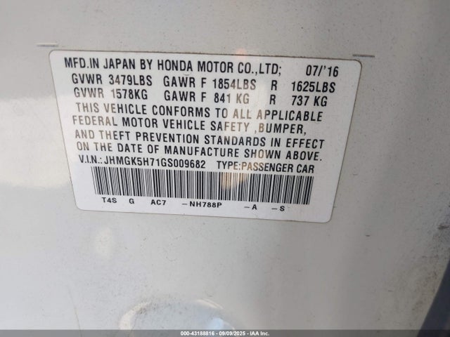 JHMGK5H71GS009682 Honda l15b1