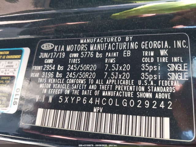 KIA gdi lambda-ii 2020 5XYP64HC0LG029242 Image 9