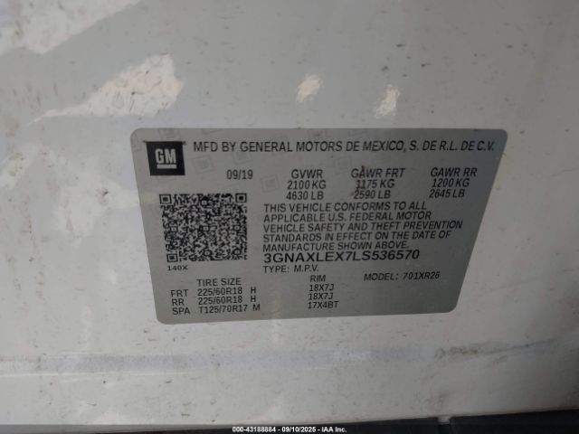 2020 CHEVROLET EQUINOX 3GNAXLEX7LS536570 Photo 8