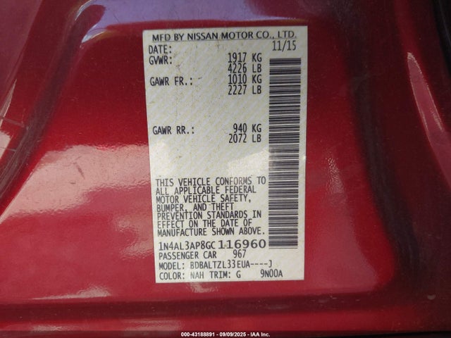 1N4AL3AP8GC116960 Nissan 2016