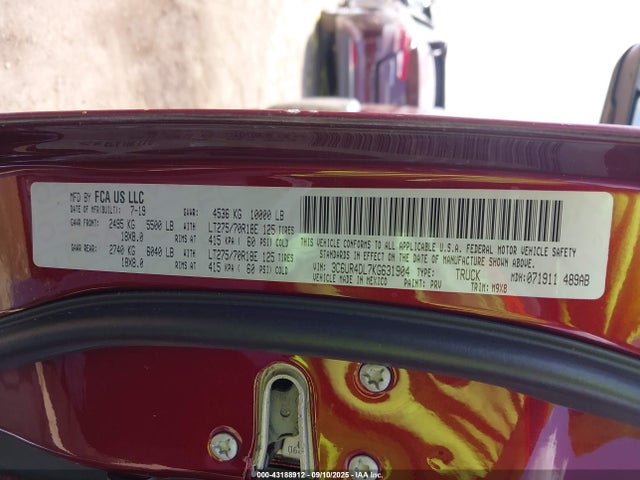 3C6UR4DL7KG631904 RAM 2019