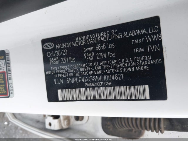5NPLP4AG8MH004821 Hyundai mpi nu pe