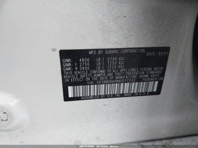 Subaru 2021 2021 4S3BWGN68M3017243 Image 9