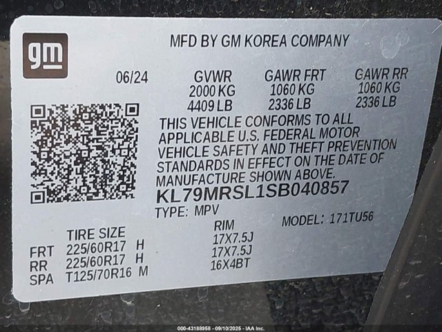 KL79MRSL1SB040857 Chevrolet l3t