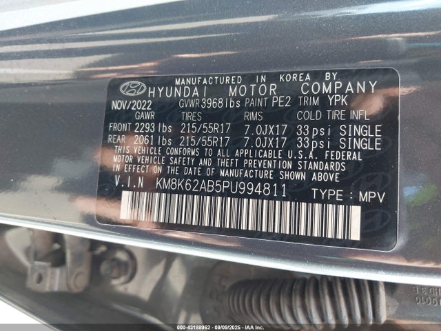 KM8K62AB5PU994811 Hyundai mpi nu pe