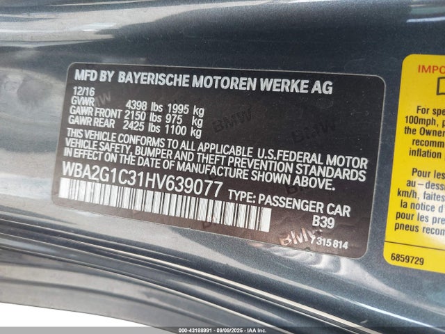 WBA2G1C31HV639077 BMW M240i