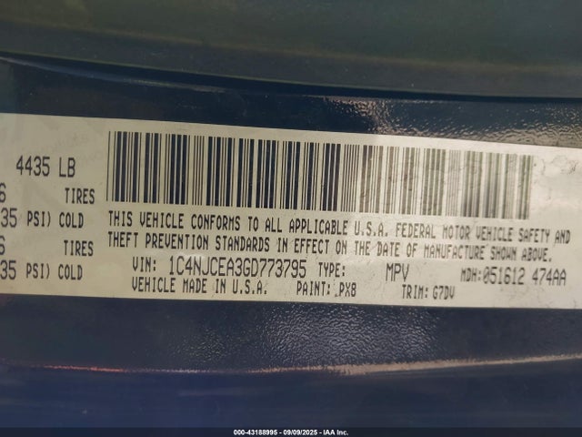 Jeep Compass 2016 1C4NJCEA3GD773795 Image 9